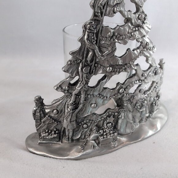 Seagull 1996 Christmas Tree Candle Holder Pewter Etain Zinn Canada Silver Votive - Picture 8 of 11